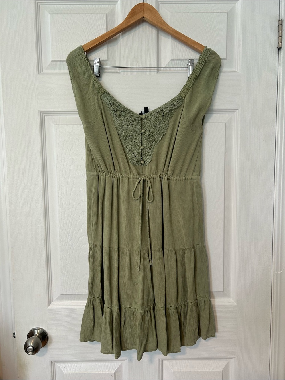 Lucky Brand Olive Green Boho Mini Dress
